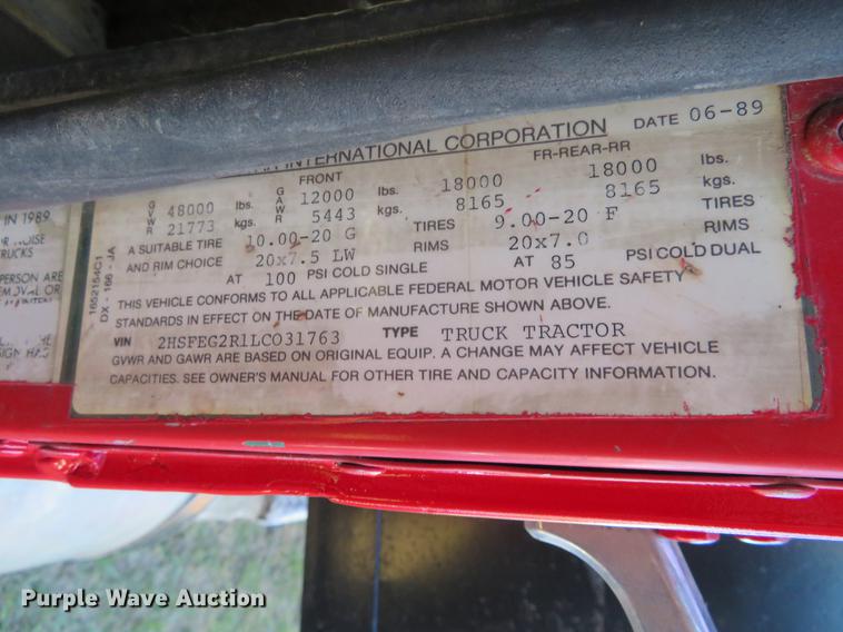 image for item DF9804 1990 International F9370 dump truck