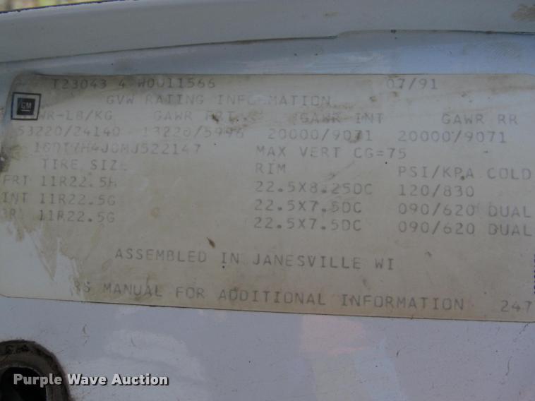 image for item J2538 1991 GMC TopKick dump truck