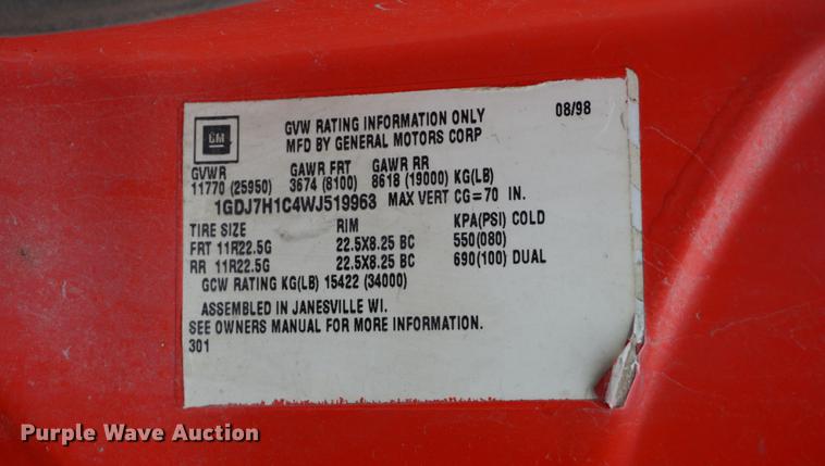 image for item J5644 1998 GMC C7500 service truck