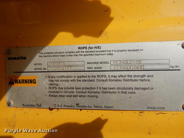 image for item K5823 2013 Komatsu PC240LC-10 excavator