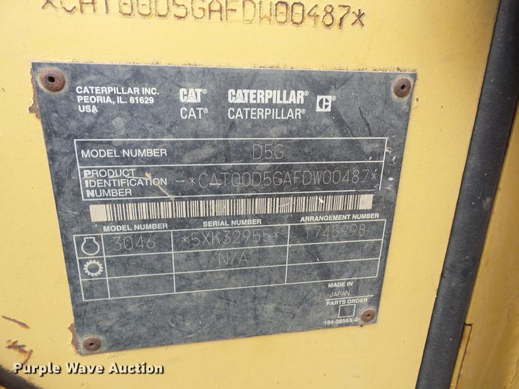 image for item K6329 2001 Caterpillar D5G LGP dozer