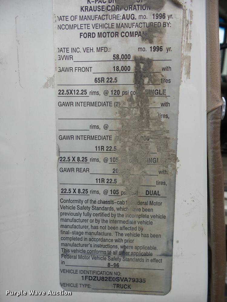 image for item K6330 1995 Ford LT8000 roll-off truck