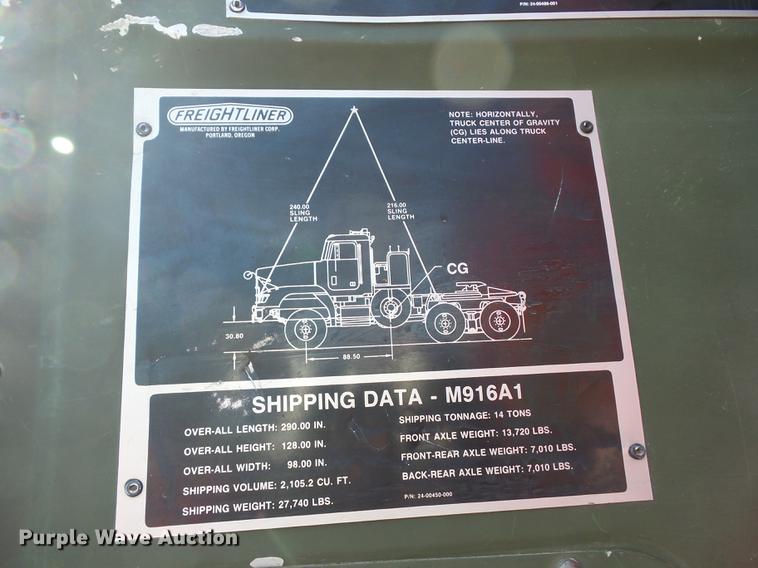 image for item K6344 1993 Freightliner M916A1 semi truck