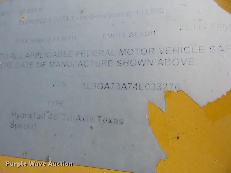 image for item K6345 2004 Ledwell hydratail equipment trailer