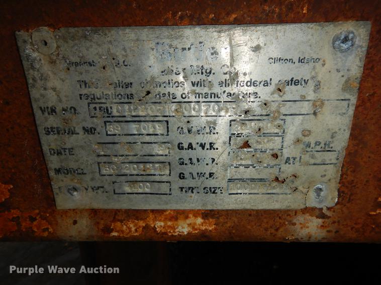 image for item DA1381 1990 Butler BC2012T utility trailer