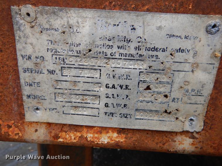 image for item DA1381 1990 Butler BC2012T utility trailer