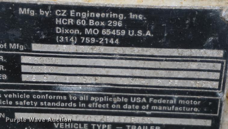 image for item DA1383 1994 CZ CZ20KT equipment trailer