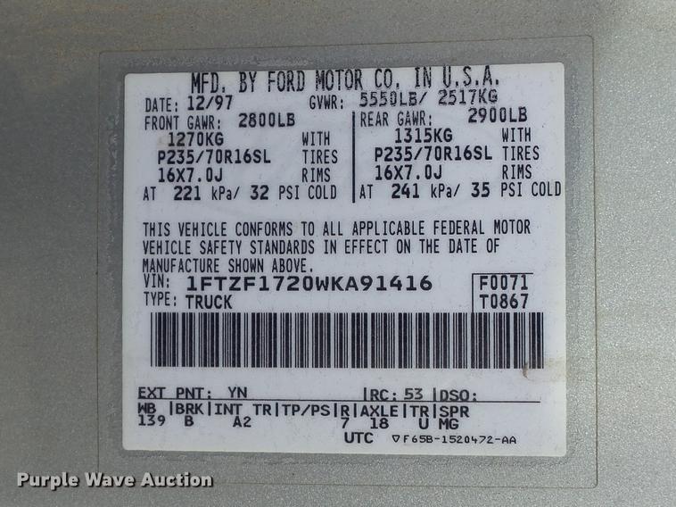 image for item DB6343 1998 Ford F150 pickup truck