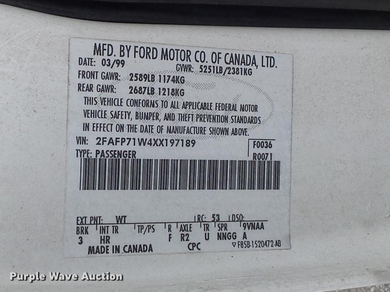 image for item DB6380 1999 Ford Crown Victoria Police Interceptor