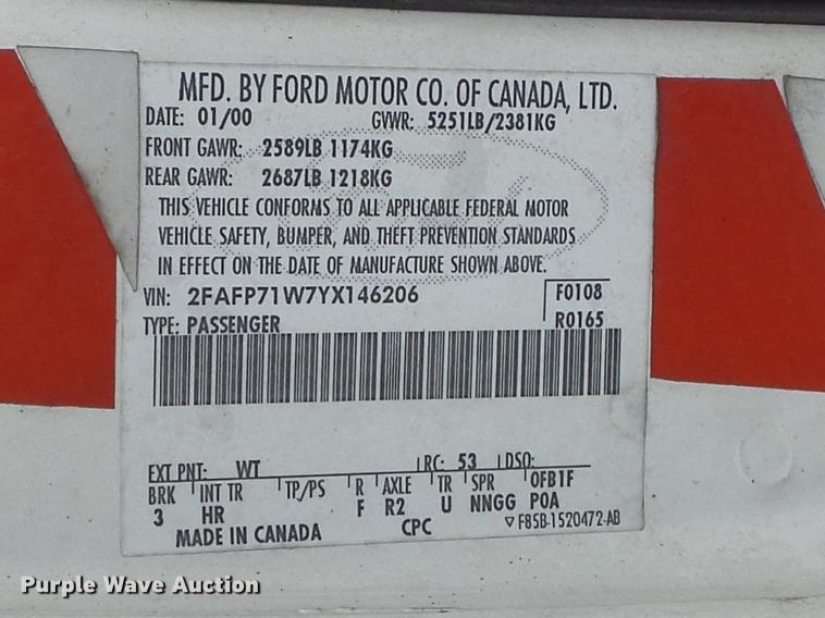 image for item DB6381 2000 Ford Crown Victoria Police Interceptor