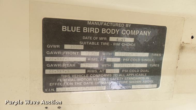 image for item DC1844 1998 Blue Bird TC2000 school bus