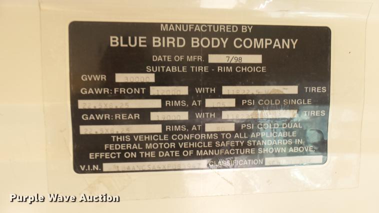 image for item DC1846 1999 Blue Bird TC2000 school bus