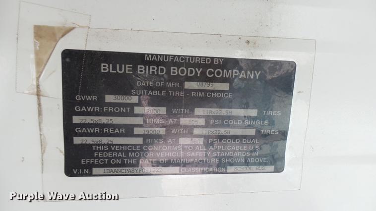 image for item DC1847 2000 Blue Bird TC2000 school bus