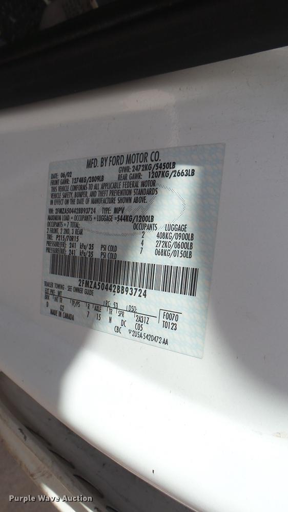 image for item DC1851 2002 Ford Windstar van