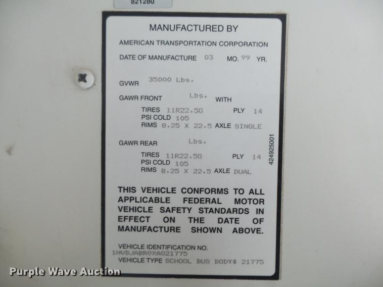 image for item DC3764 1999 International Am Tran school bus