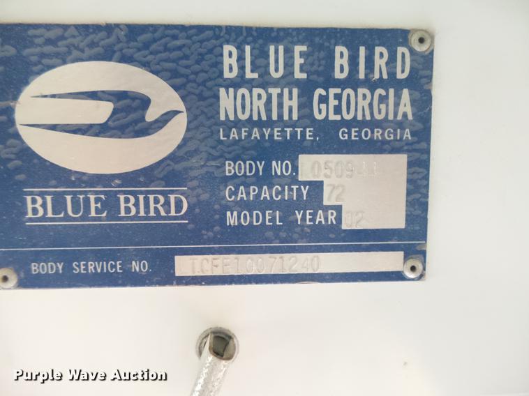 image for item DC3770 2002 Blue Bird TC2000 school bus