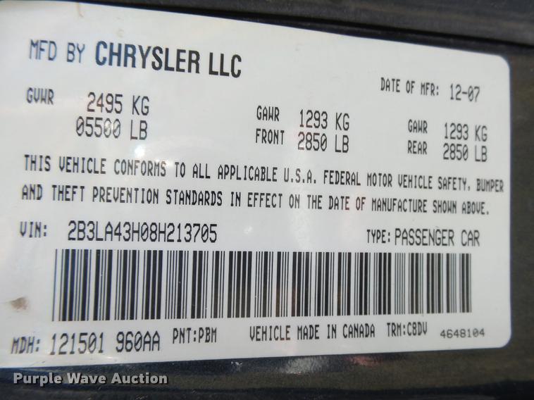 image for item DC3776 2008 Dodge Charger