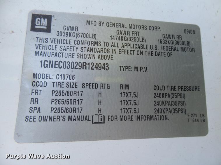 image for item DC3777 2009 Chevrolet Tahoe Police SUV