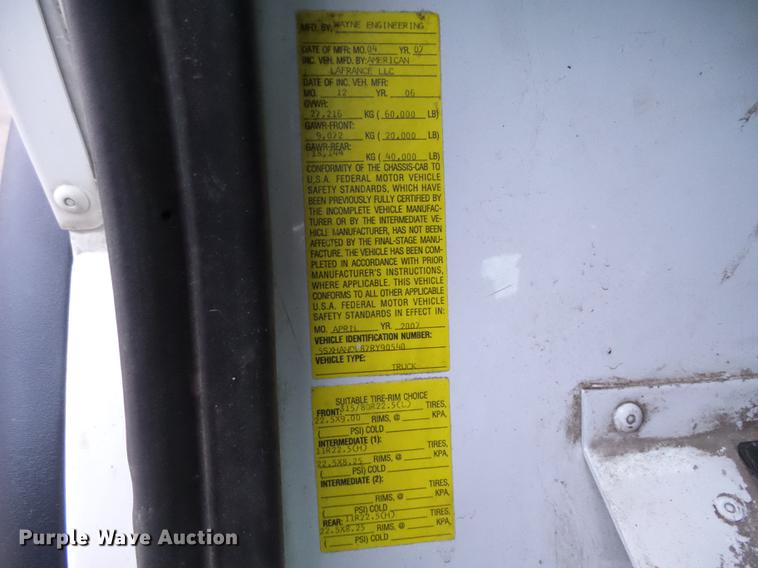 image for item DC4752 2007 American Lafrance Condor refuse truck