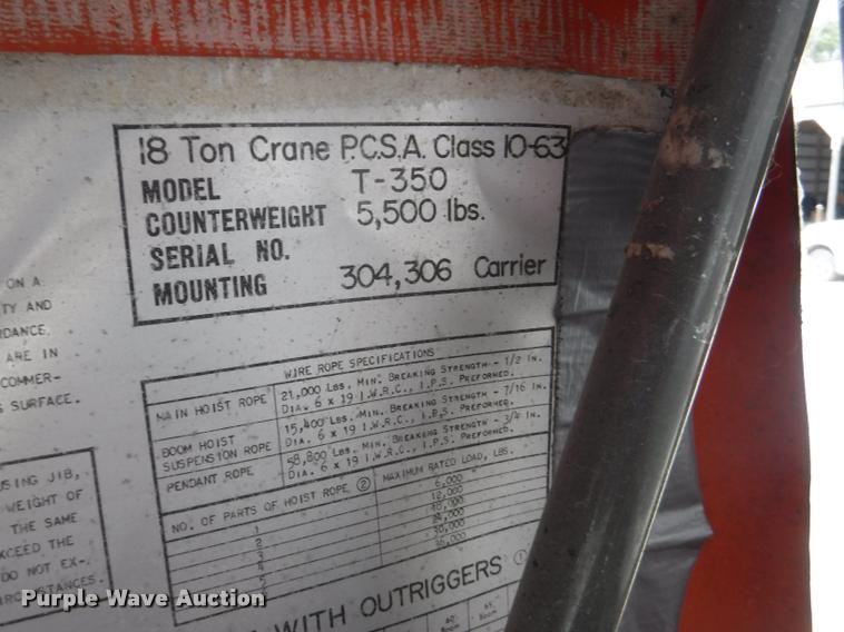 image for item DC5443 1976 Bantam T-350A truck crane