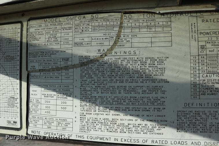 image for item DD0026 1985 P & H RT50 crane