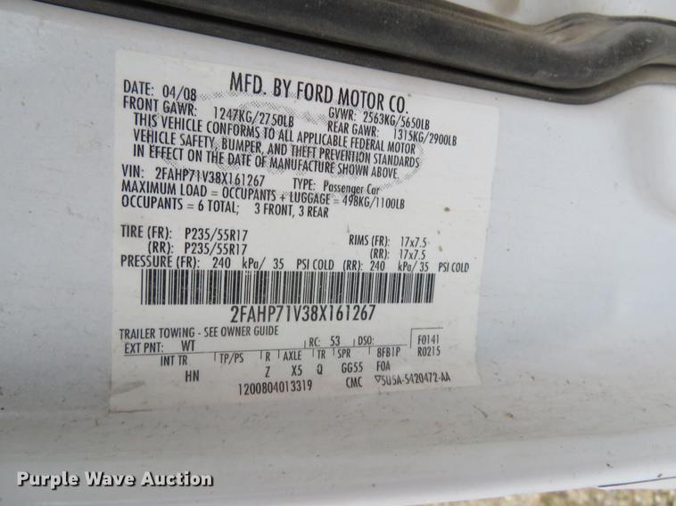 image for item DF9853 2008 Ford Crown Victoria Police Interceptor