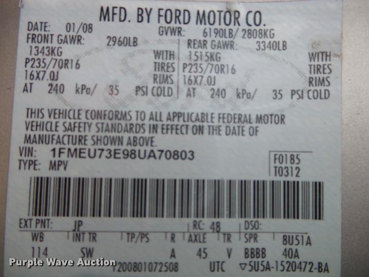 image for item DS9669 2008 Ford Explorer SUV