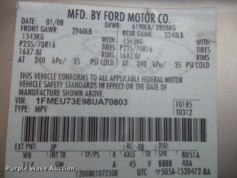 image for item DS9669 2008 Ford Explorer SUV