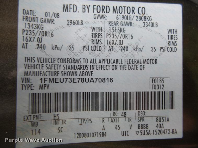 image for item DS9670 2008 Ford Explorer XLT SUV