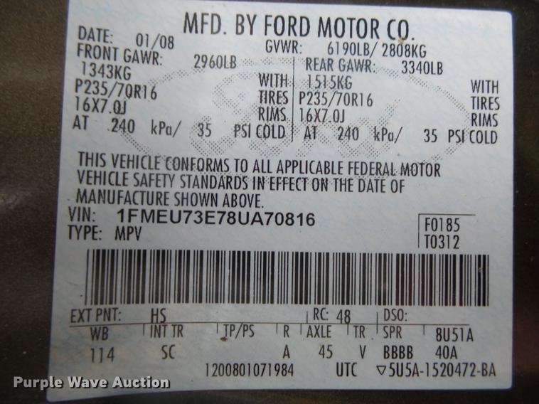image for item DS9670 2008 Ford Explorer XLT SUV