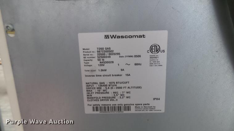 image for item DV9119 Wascomet TD50 dryer
