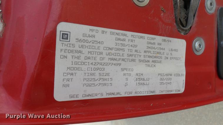 image for item DW9247 1994 Chevrolet 1500 pickup truck