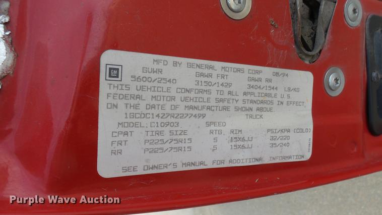 image for item DW9247 1994 Chevrolet 1500 pickup truck