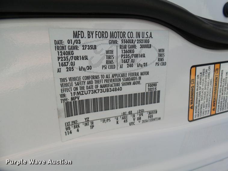 image for item DX9262 2003 Ford Explorer XLT SUV