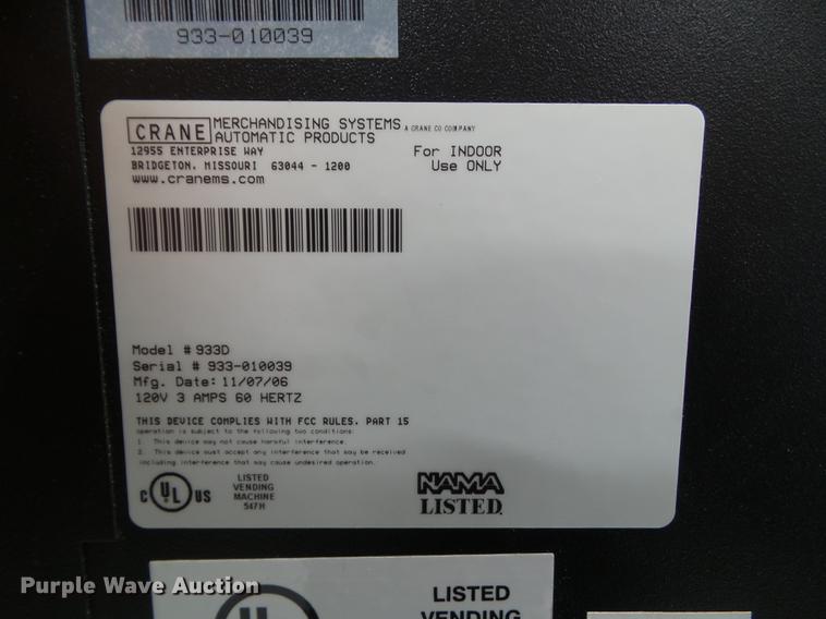 image for item DZ9075 Crane Merchandising Systems vending machine