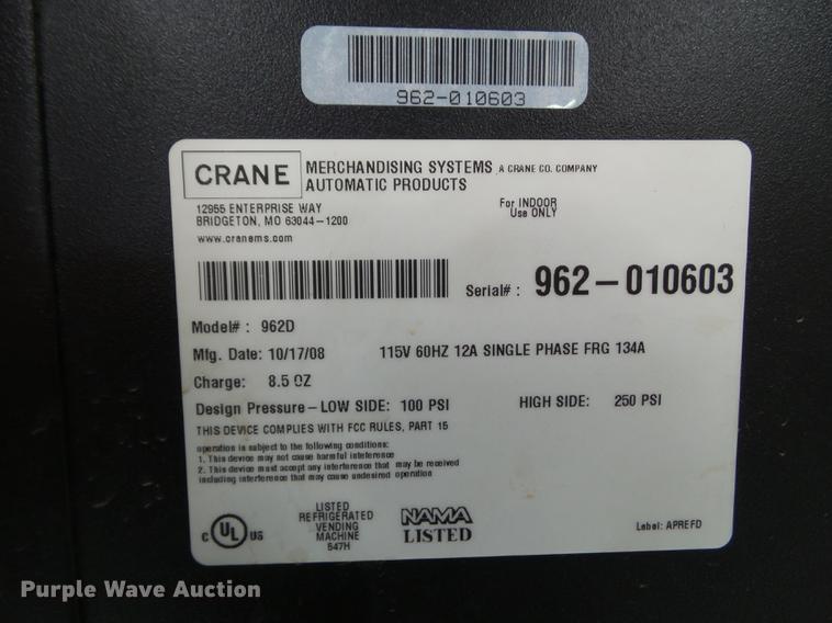 image for item DZ9076 Crane Merchandising Systems vending machine