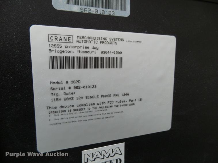 image for item DZ9078 Crane Merchandising Systems vending machine