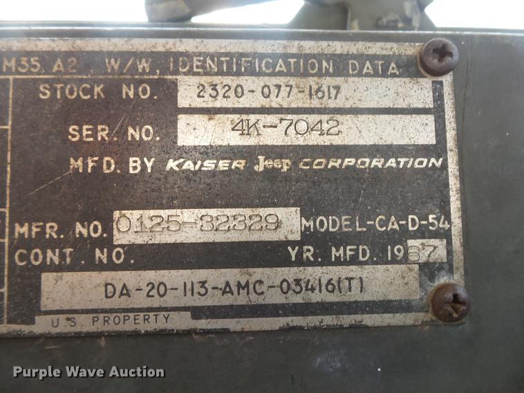 image for item ED9718 1967 Kaiser M44 sewer rodding truck