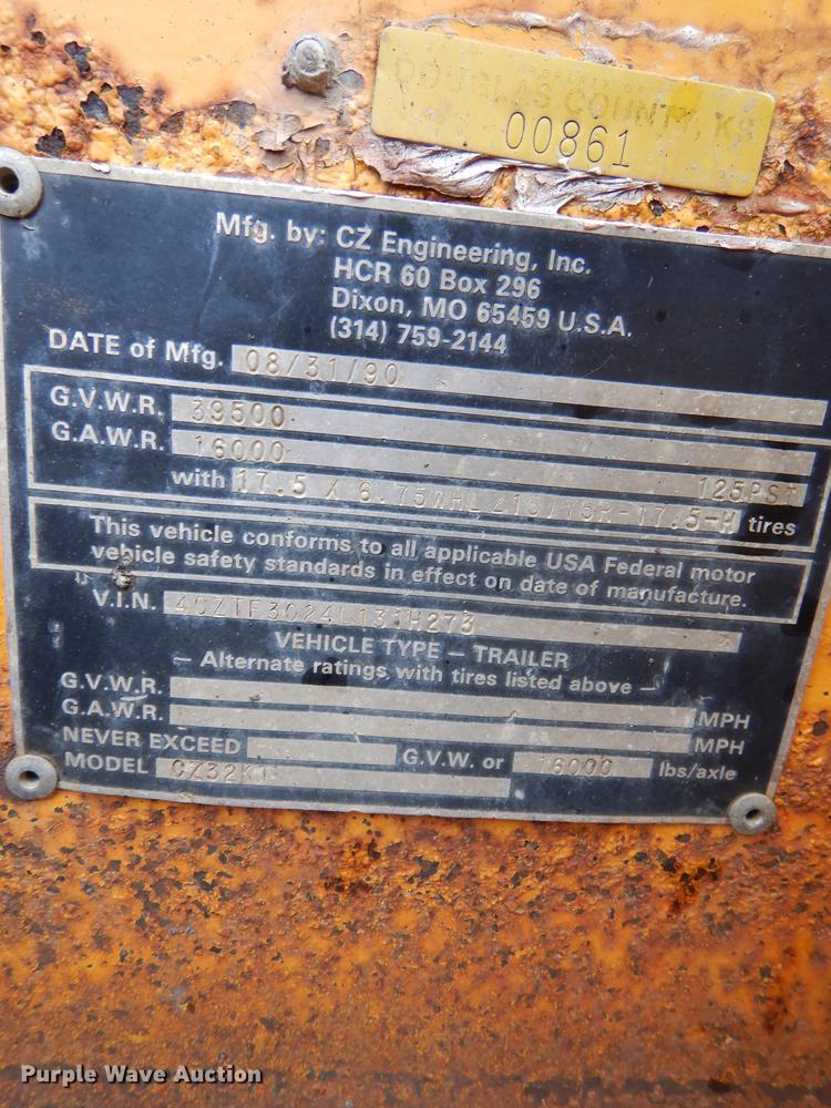image for item J5643 1990 CZ CZ32KT equipment trailer