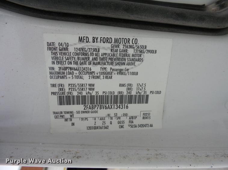 image for item K6328 2010 Ford Crown Victoria Police Interceptor