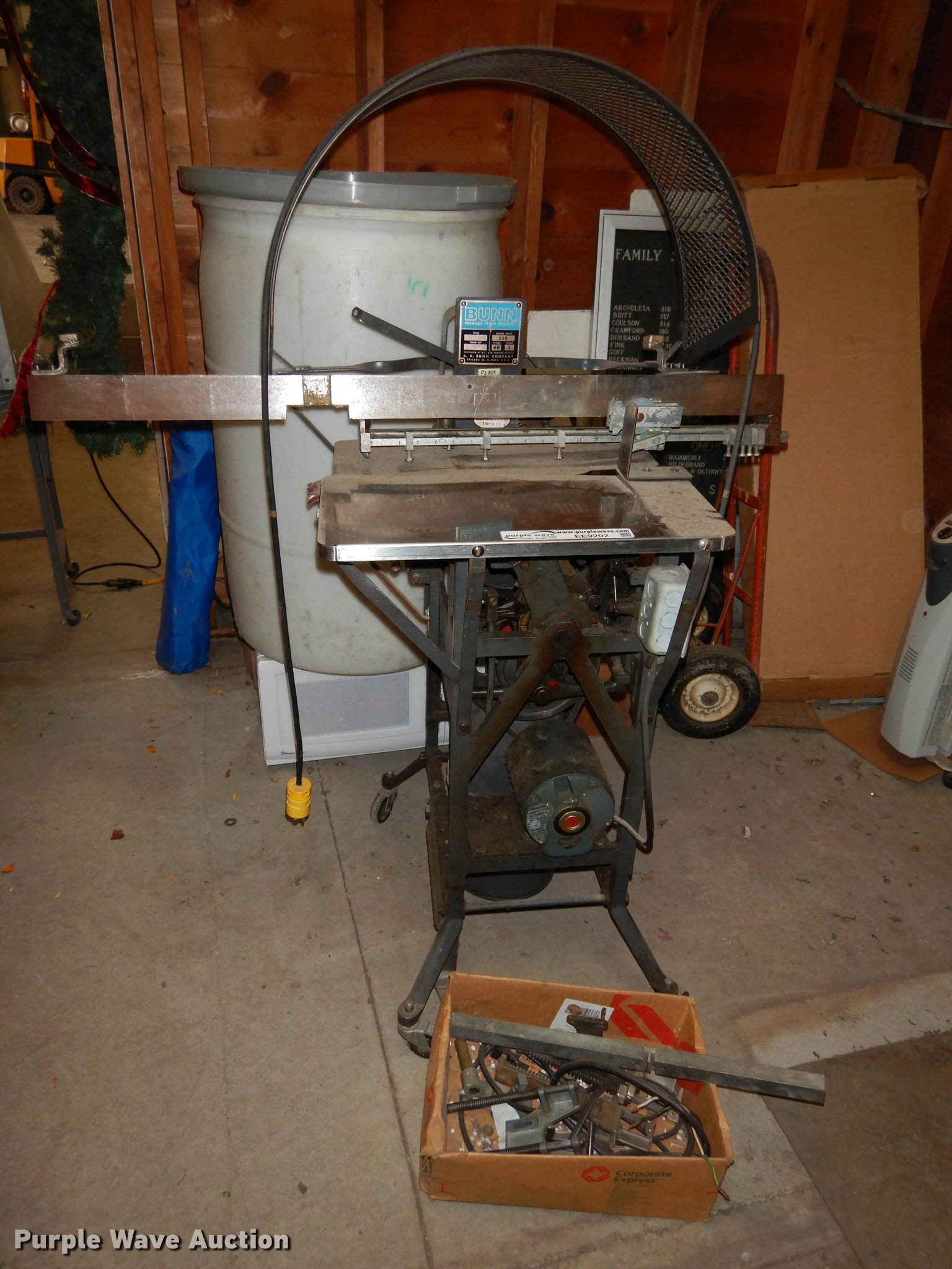 Bunn package tying machine in Manhattan, KS Item EE9202 sold Purple