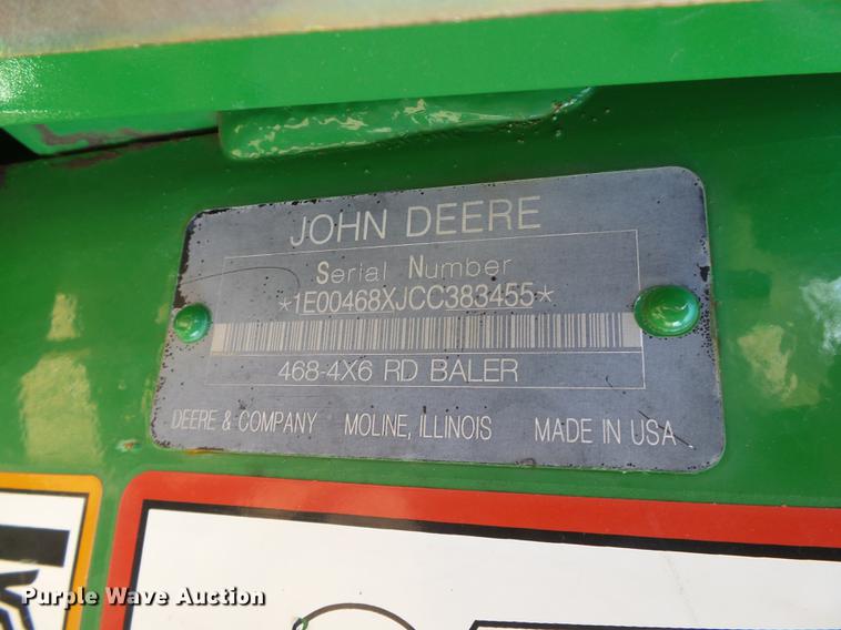 image for item DB4216 2012 John Deere 468 Mega Wide Plus Silage Special round baler