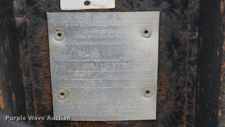 image for item DA1444 1996 Witzco Challenger RG35 lowboy equipment trailer