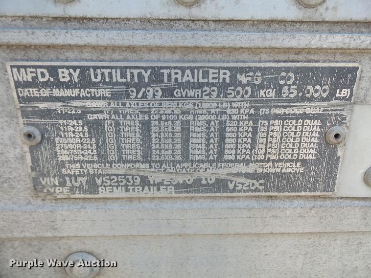 image for item DA1739 2000 Utility dry van trailer
