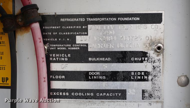image for item DA1742 1999 Utility VS2RX refrigerated van trailer