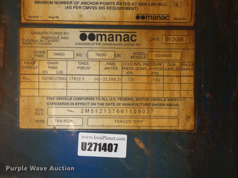 image for item DB8010 2006 Manac 10245A00 flatbed trailer