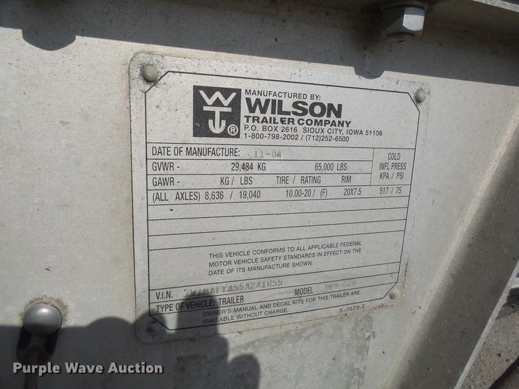 image for item DB9940 2005 Wilson DWH-500 double hopper grain trailer