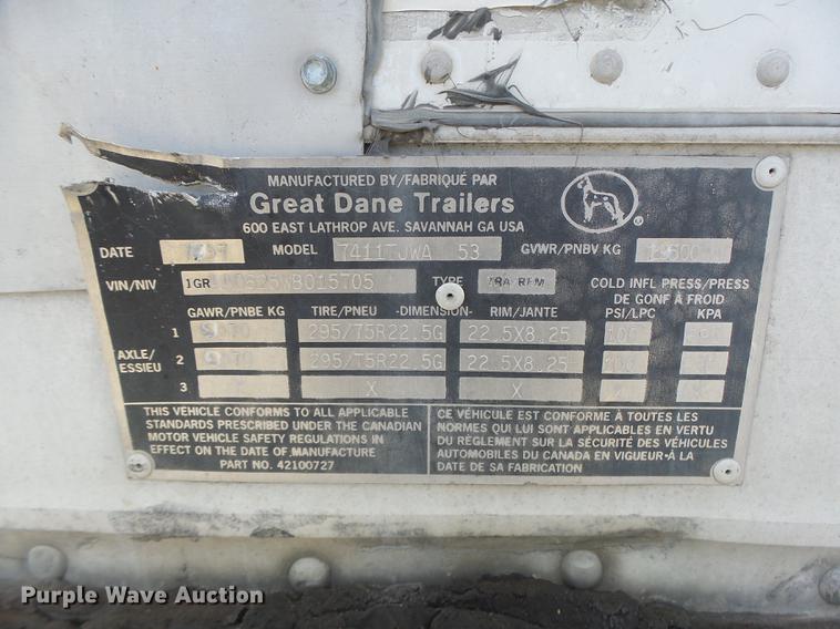 image for item DB9953 1998 Great Dane 741TTJWA dry van trailer