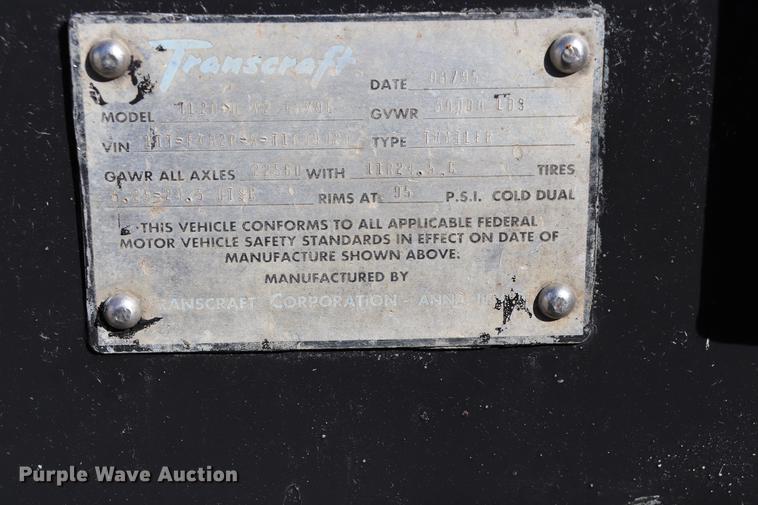 image for item ED9646 1996 Transcraft lowboy equipment trailer