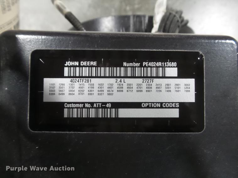 image for item CC9683 2012 John Deere 4024TF281 2.4L four cylinder turbo diesel engine